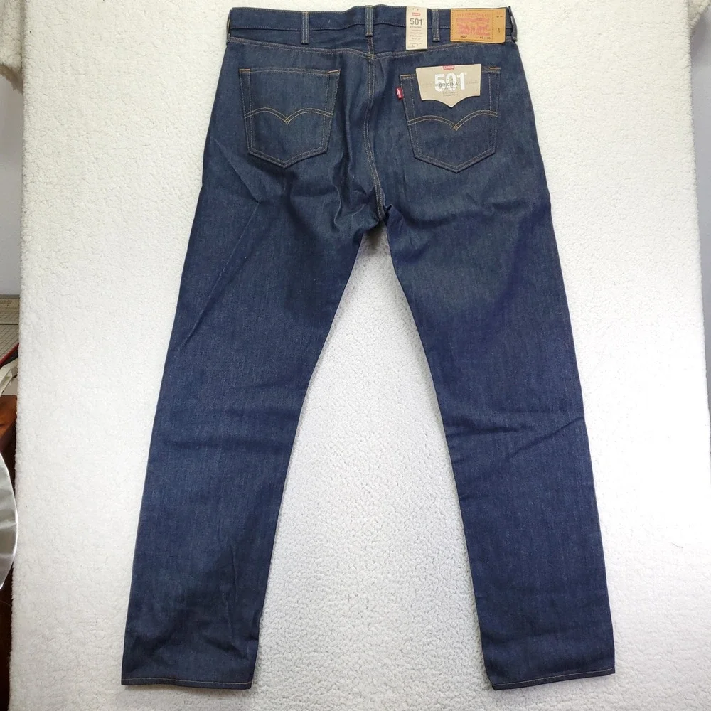 Levis 501 Original Mens Jeans 40x36 Dark Indigo Shrink Fit Button Fly 00501-0000